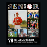 Baseball Player Senior Night Sports Photo Collage Poster<br><div class="desc">Personalized baseball senior sports photo collage for athlete and baseball player. This customizable photo gift is perfect for senior night, sports award banquet or birthday gift for your athlete son, daughter or student. It's a great way to display precious moments and memories from their sports games. The poster features a...</div>