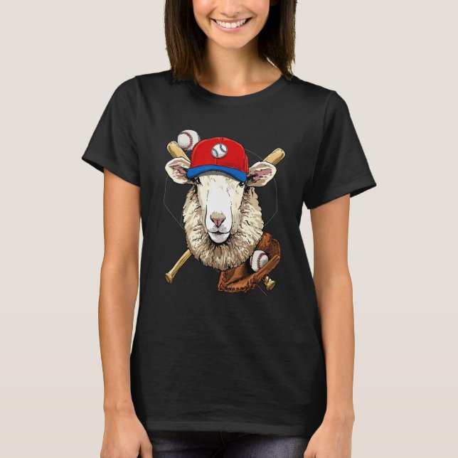 Baseball Player Sheep Lamb Pitcher Catcher Basebal T-Shirt (Front)