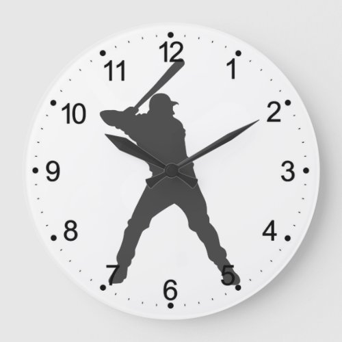 baseball player silhouette large clock