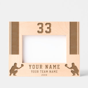 Baseball Player Silhouette Sports Engraved Frames