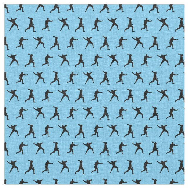 Baseball Player Silhouettes Mini CUSTOM BG COLOR Fabric (Close Up)