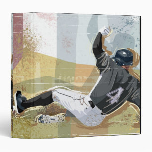 Baseball Player Sliding 2 3 Ring Binder