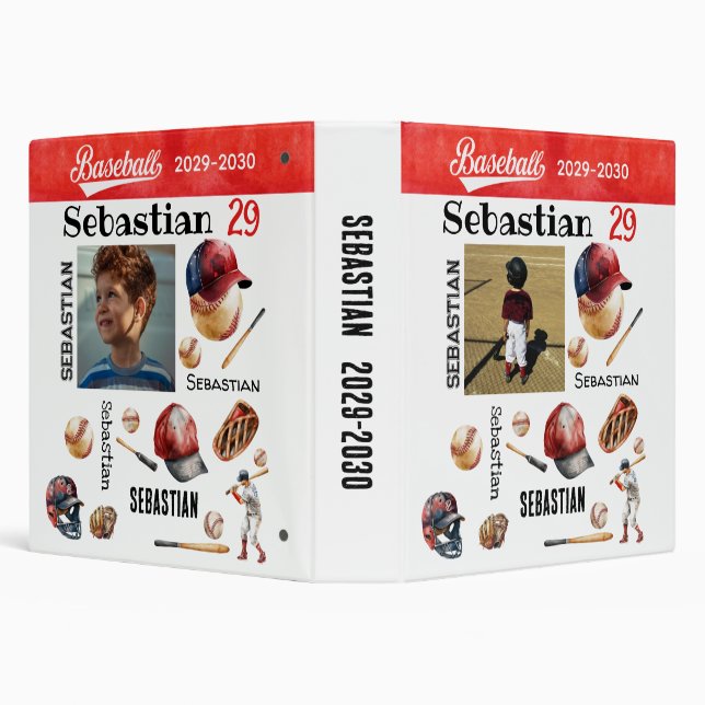 Baseball Player Softball PERSONALIZED Photo & Name 3 Ring Binder (Background)