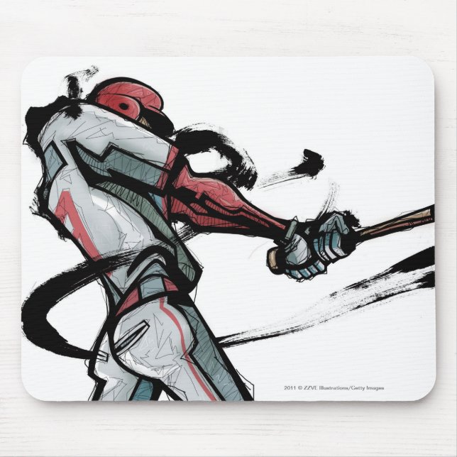 Baseball player swinging bat, side view mouse pad (Front)