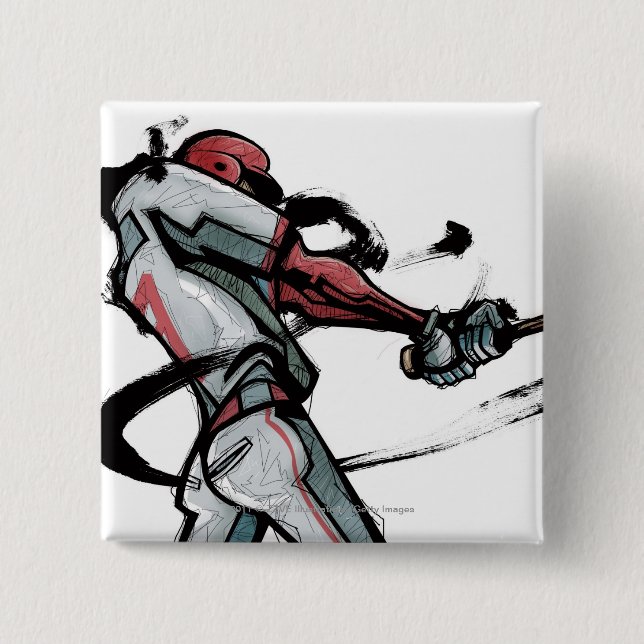 Baseball player swinging bat, side view pinback button (Front)