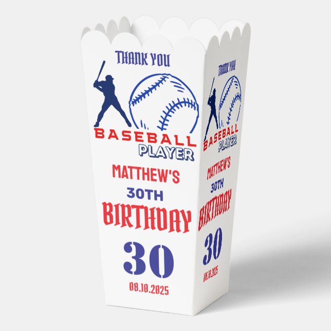 Baseball Player, Team, Birthday Favor Box (Front)
