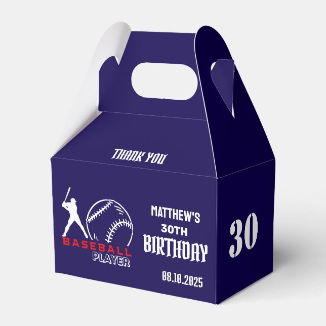 Baseball Player, Team, Birthday Favor Box (Back Side)