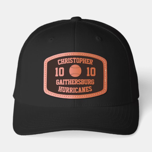 Baseball Player, Team, or Coach Personalized  Leather Patch Hat (Front)