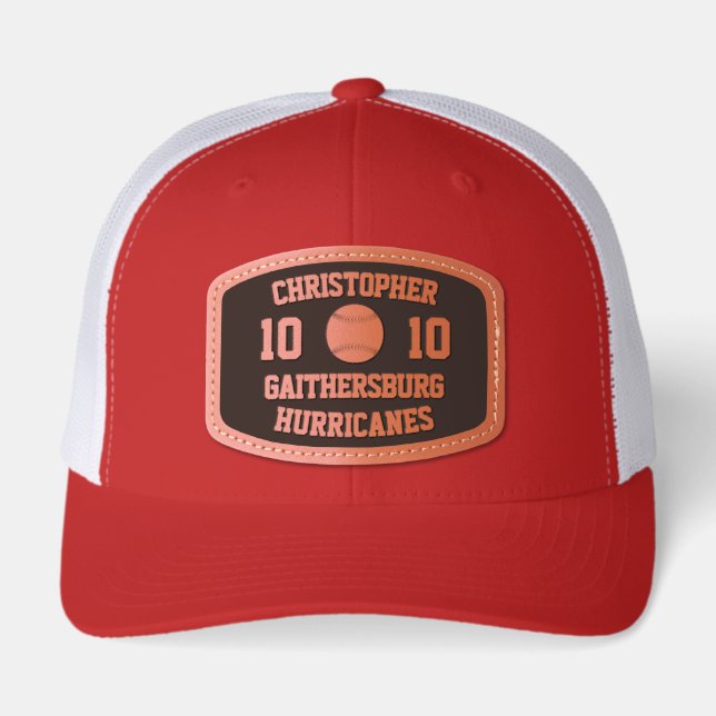 Baseball Player, Team, or Coach Personalized  Leather Patch Hat (Front)