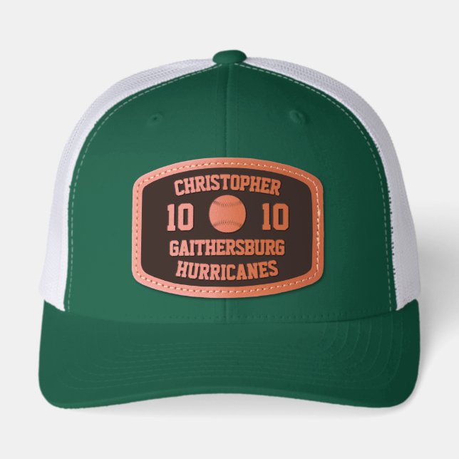 Baseball Player, Team, or Coach Personalized  Leather Patch Hat (Front)