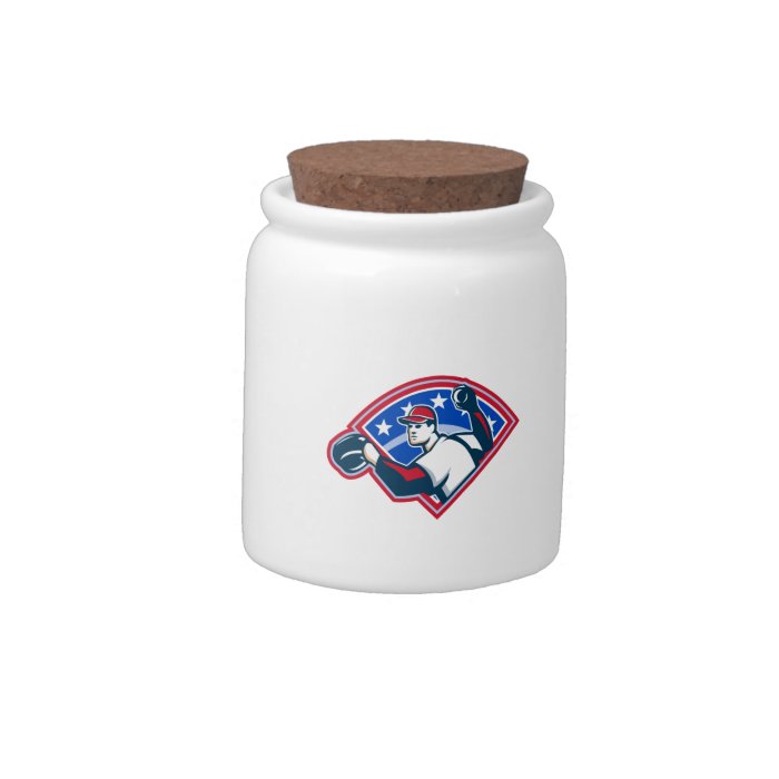 Baseball Player Throwing Ball Retro Candy Jar