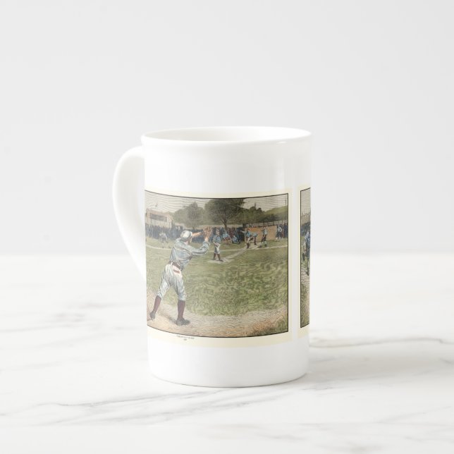 Baseball Player Thrown Out at Second Base Bone China Mug (Front Left)
