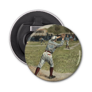 Baseball Player Thrown Out at Second Base Bottle Opener