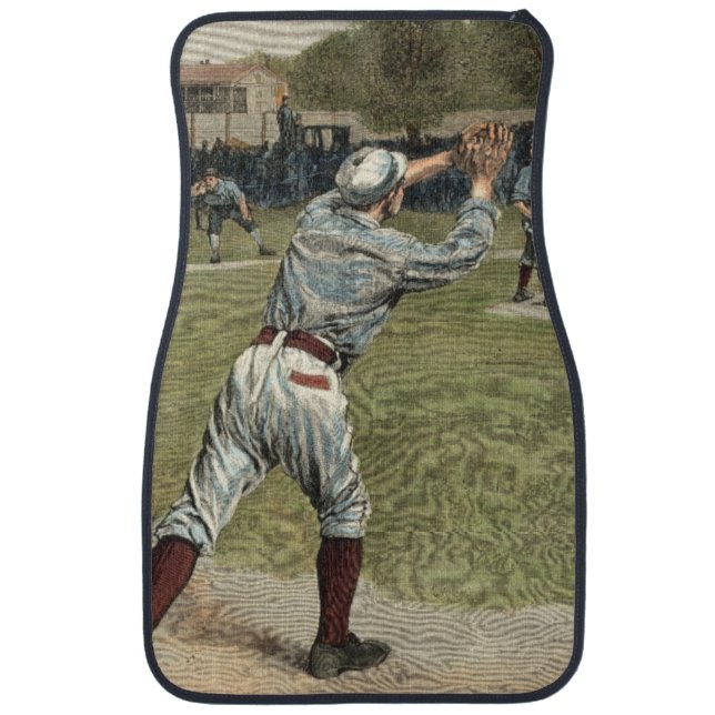 Baseball Player Thrown Out at Second Base Car Mat (Front)