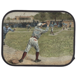 Baseball Player Thrown Out at Second Base Car Mat