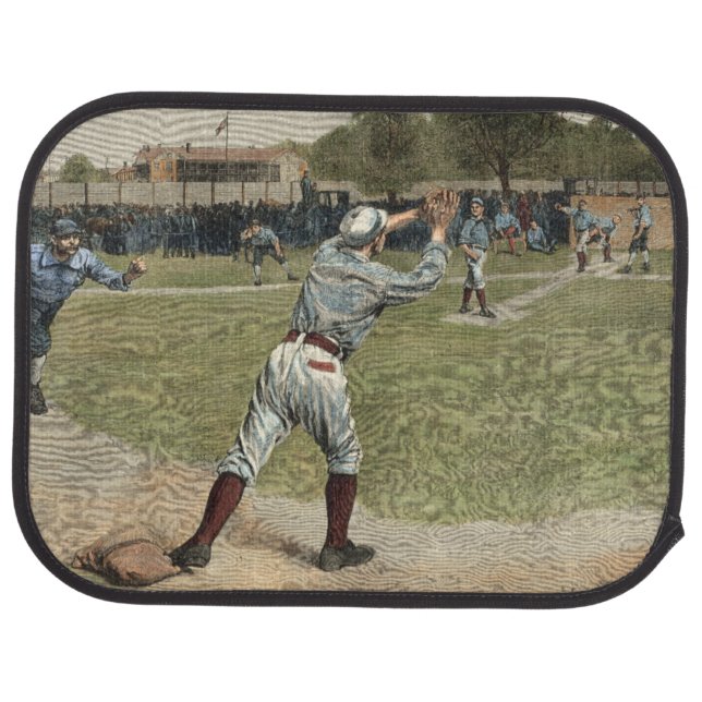 Baseball Player Thrown Out at Second Base Car Mat (Rear)