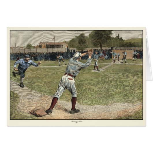 Baseball Player Thrown Out at Second Base Cards (Front Horizontal)