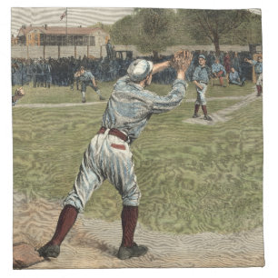 Baseball Player Thrown Out at Second Base Cloth Napkin