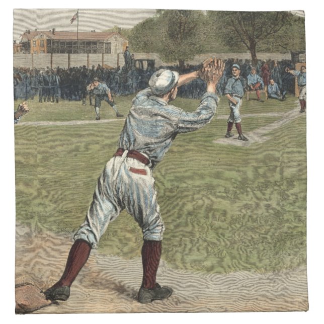 Baseball Player Thrown Out at Second Base Cloth Napkin (Front)