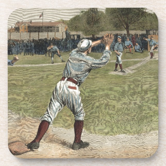 Baseball Player Thrown Out at Second Base Drink Coaster (Front)