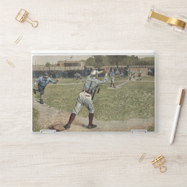 Baseball Player Thrown Out at Second Base HP Laptop Skin (Desk)