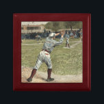 Baseball Player Thrown Out at Second Base Jewelry Box<br><div class="desc">This painting belongs in Ken Burns' baseball documentary! A player is thrown out at second as he hustles to reach the base. The perfect gift for the seamhead in your life!</div>