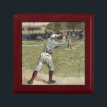 Baseball Player Thrown Out at Second Base Jewelry Box<br><div class="desc">This painting belongs in Ken Burns' baseball documentary! A player is thrown out at second as he hustles to reach the base. The perfect gift for the seamhead in your life!</div>