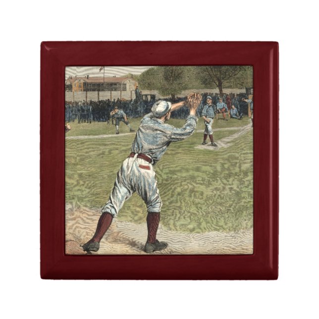 Baseball Player Thrown Out at Second Base Jewelry Box (Front)