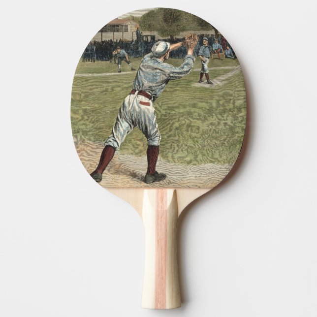 Baseball Player Thrown Out at Second Base Ping-Pong Paddle (Front)