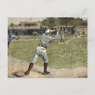 Baseball Player Thrown Out at Second Base Postcard