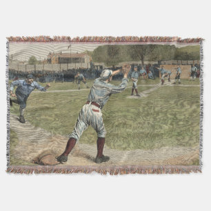 Baseball Player Thrown Out at Second Base Throw Blanket
