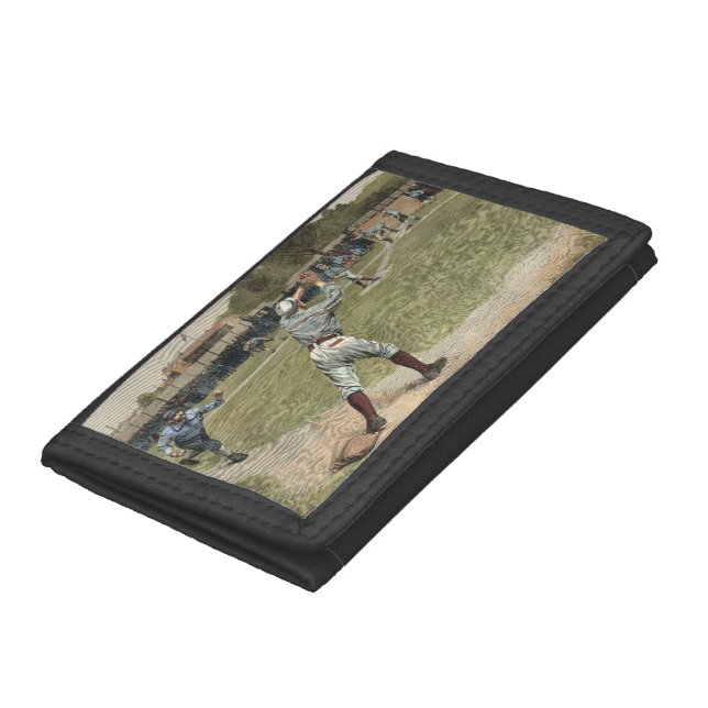 Baseball Player Thrown Out at Second Base Trifold Wallet (Bottom)