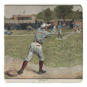 Baseball Player Thrown Out at Second Base Trivet