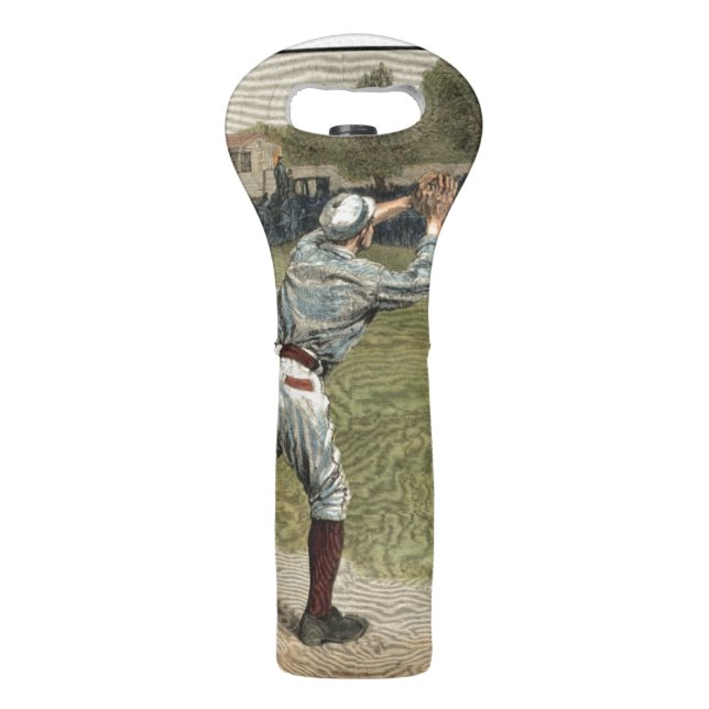Baseball Player Thrown Out at Second Base Wine Bag (Back)