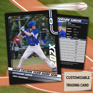 Baseball Player Trading Card Custom Blue Gift