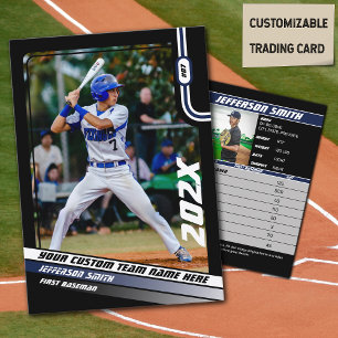 Baseball Player Trading Card Custom Blue Gift