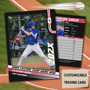 Baseball Player Trading Card Custom Red Gift