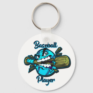 Baseball player trucker hat keychain