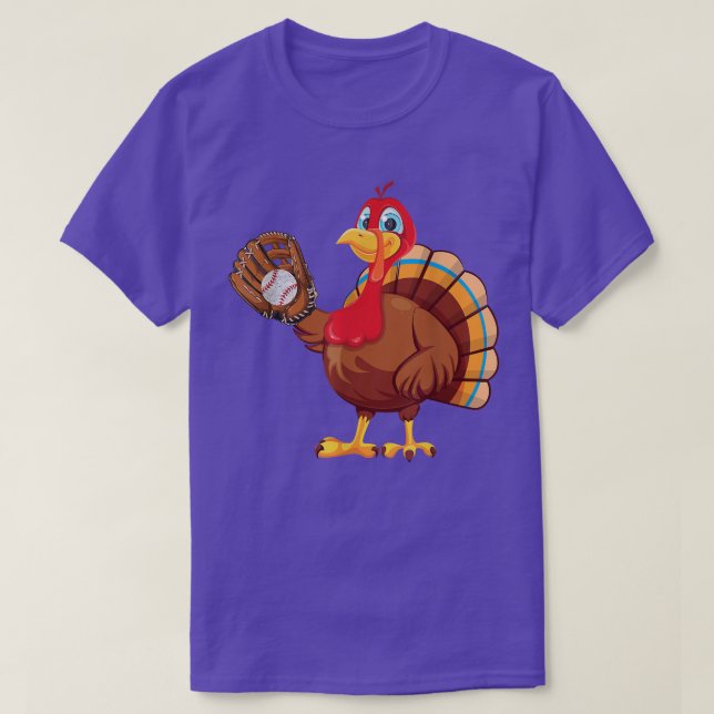 Baseball Player Turkey Funny Thanksgiving Day T-Sh T-Shirt (Design Front)