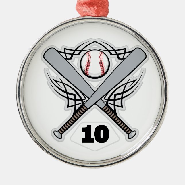 Baseball Player Uniform Number 10 Metal Ornament (Front)