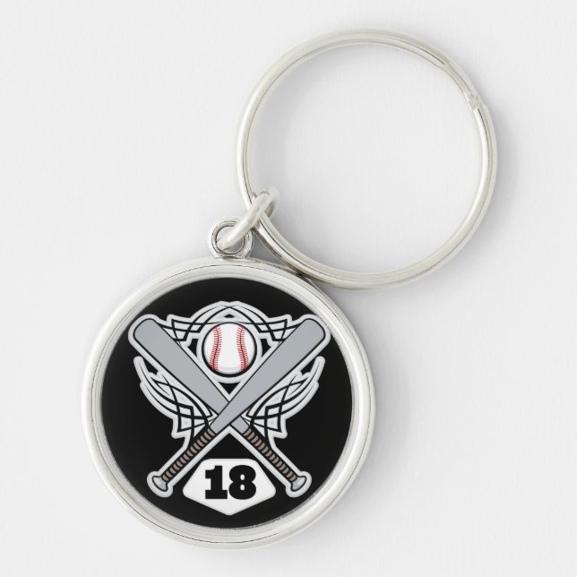 Baseball Player Uniform Number 18 Keychain (Front)