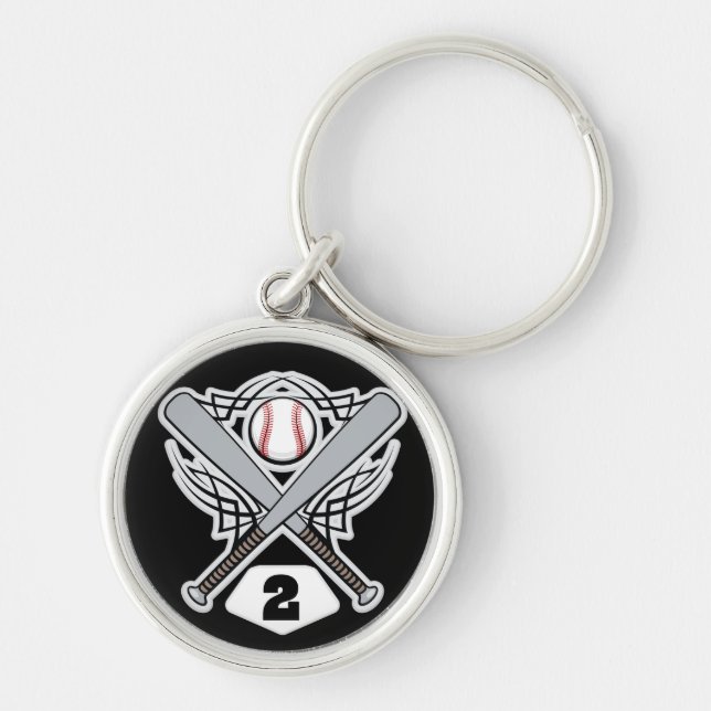 Baseball Player Uniform Number 2 Keychain (Front)