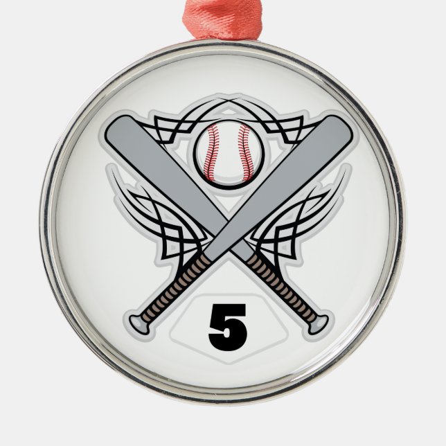 Baseball Player Uniform Number 5 Metal Ornament (Front)