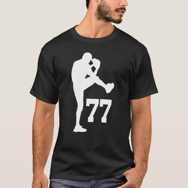 Baseball Player Uniform Number 77 Gift T-Shirt (Front)