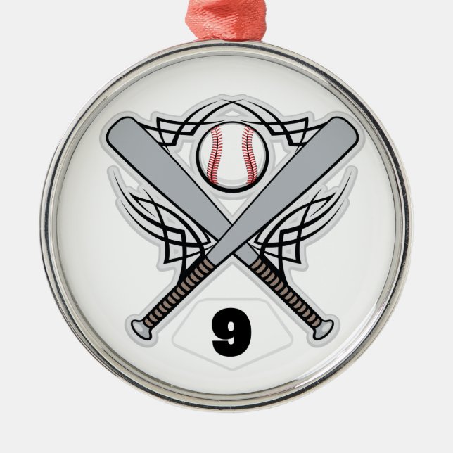 Baseball Player Uniform Number 9 Metal Ornament (Front)