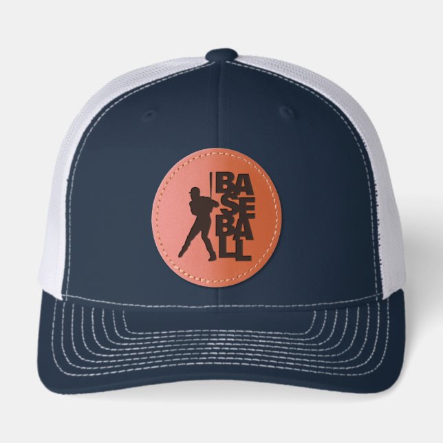 Baseball Player With Contemporary Wording Leather Patch Hat (Front)