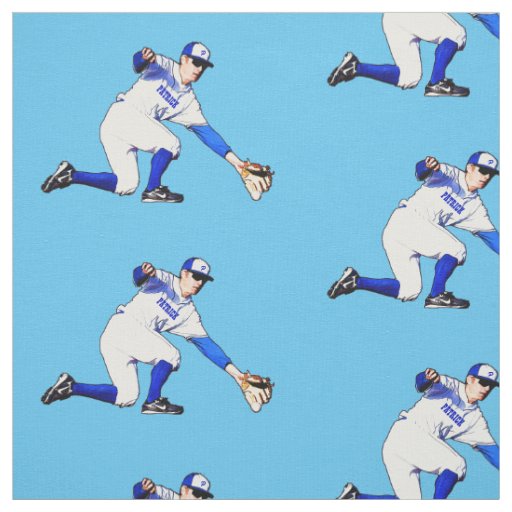 Baseball Player With Your Name Or Monogram Fabric