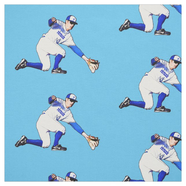 Baseball Player With Your Name Or Monogram Fabric (Swatch)