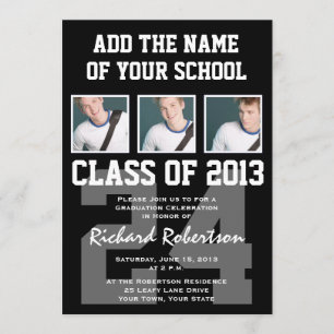 Baseball Player's Graduation with Uniform Number Invitation