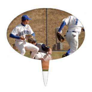 Baseball players on the field photo cake topper